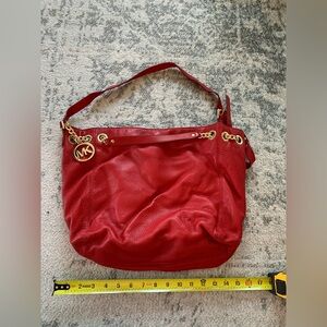 Michael Kors Purse | Jet Set Tote Bag | Red with Gold Chain